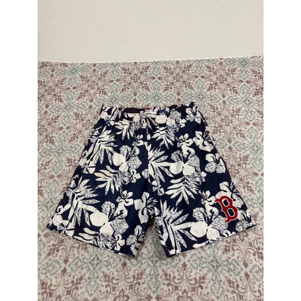 Boston Red Sox MLB Floral Hibiscus Board Shorts Mens XL Navy White Swim Trunks